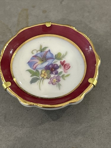Vintage Limoges Mini Plate from France with Attached Hanger Victorian Floral 4cm - Bild 3 von 8