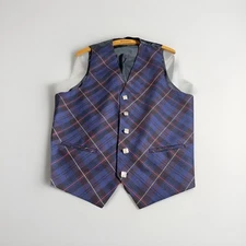 kinloch anderson vest  made in Scotland checker/plaid 100% Wool Sz-L