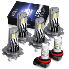 LED Headlight High/Low Beam + Fog Light Bulbs For KIA OPTIMA 2014 2015 10000K