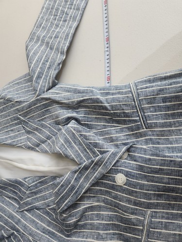 Sarah Lloyd Made In Australia Blue Linen Striped Women's Blazer Size 8 RRP 799 - Picture 7 of 8