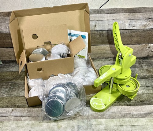 Green Button Maker Machine Press With Over 150 Button And Materials Exc Cond