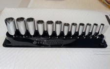 Snap On Tools USA 12pc 3/8 Drive Metric Deep Chrome Socket Set, 8-19mm, 6 Point