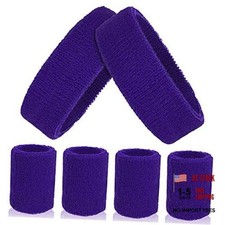 6Pieces Red Sweatband Set,Sport Headband Wristband Set Red Sweat Band Purple