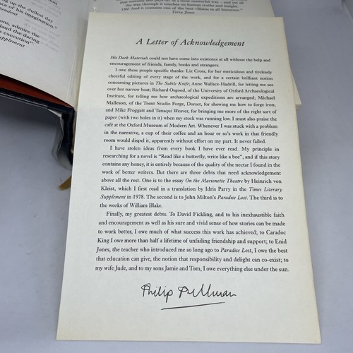 His Dark Materials Trilogy by Philip Pullman 2001 Hardcover Letter Of Acknowledg - Picture 8 of 10