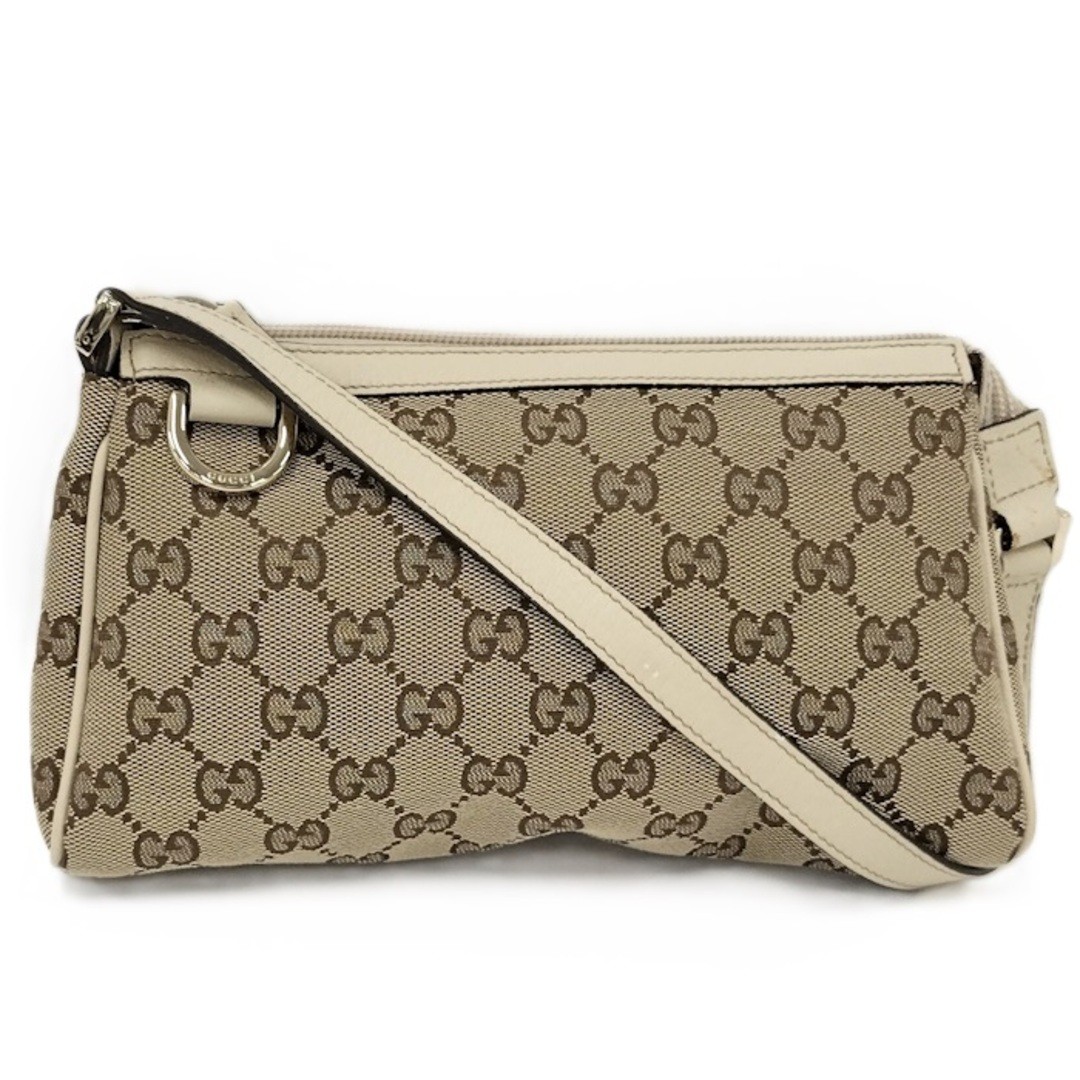 GUCCI Beige GG Canvas One Shoulder Leather Bag Made in Japan