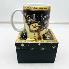 Lang and Wise Mug Old Silk Hat Frosty the Snowman Original Box Christmas Winter