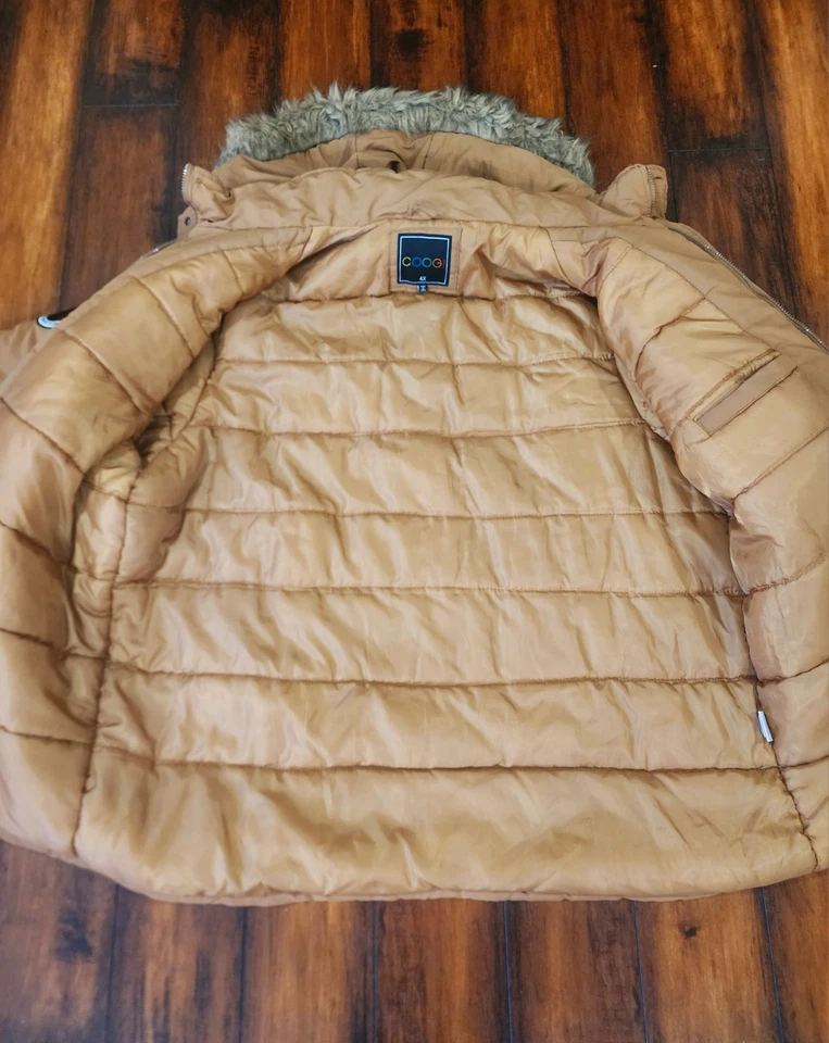 Rare Vintage Coogi International Faux Fur Hooded Down Coat Jacket Biggie NYC - Image 2 of 4