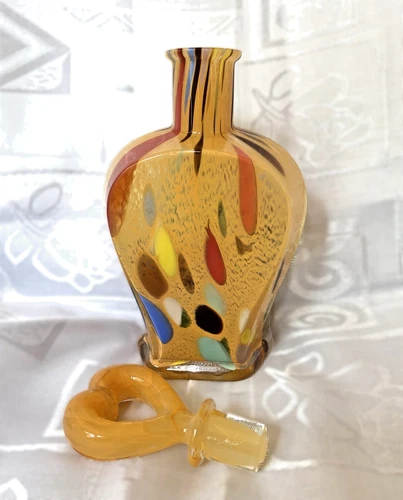 Vintage Maestri Vetrai, Murano-style art glass bottle/decanter, 9" tall