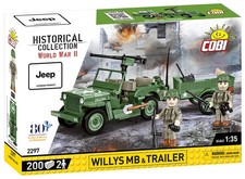 Cobi 2297 Willys Mb Trailer - 200 Pcs - 2 Soldiers - Us Seller - Mib