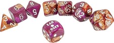 Lab Dice 9: Gemini Copper-Purple/white Polyhedral 7-Die Set