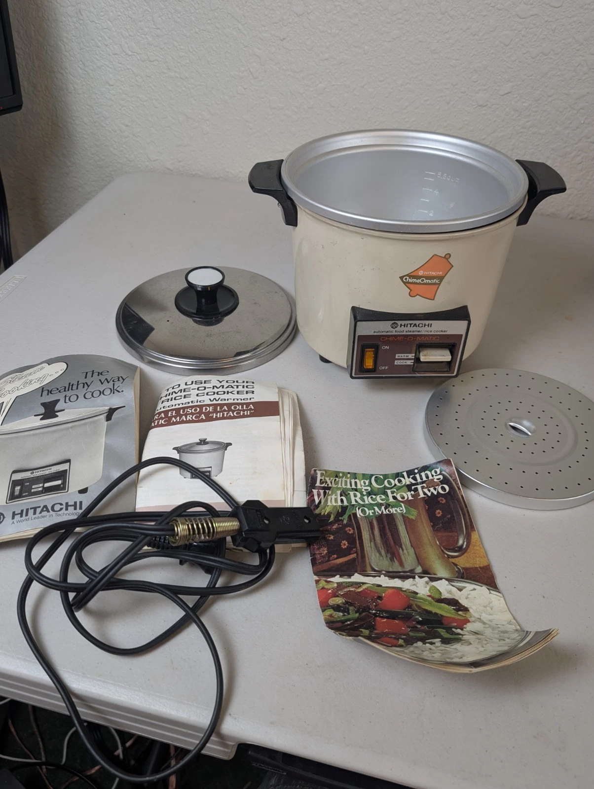 VTG Hitachi Chime-O-Matic RD-4053 Rice Cooker Steamer 5.6 Cup Pristine Complete!