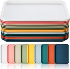 18 Pcs Plastic Fast Food Trays Bulk Colorful Restaurant Serving Multicolor 