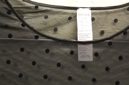 Spanx Women's Black XL Sheer Polka Dot Crop Top Long Sleeve - Picture 5 of 9