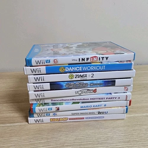 Nintendo Wii & Wii U Game Lot  Mario Kart 8, Smash Bros, Dance, Zumba 10 Games