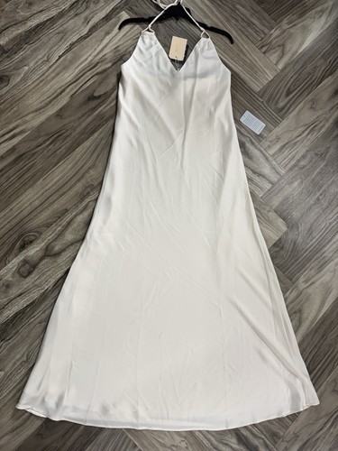 WAYF The Vienna Halter Neck Satin Slip dress Size Medium Color Beige - Picture 2 of 11
