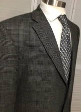 GEOFFREY BEENE MENS GRAY GLEN PLAID WOOL SPORT COAT JACKET BLAZER SIZE: 48L