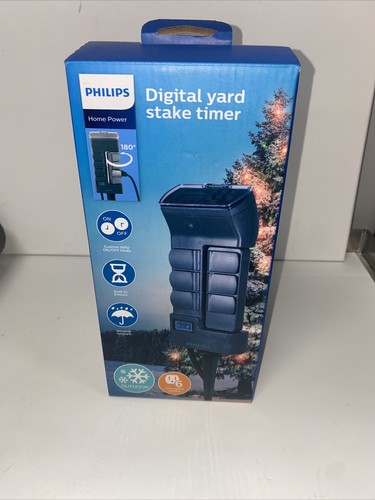 Outdoor Philips Rotatable Digital Yard Stake Timer Plug-in with 6 Outlets  - Picture 1 of 6