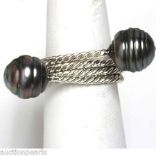 Tahitian Pearl Ring 10 mm handmade size 6 Peacock