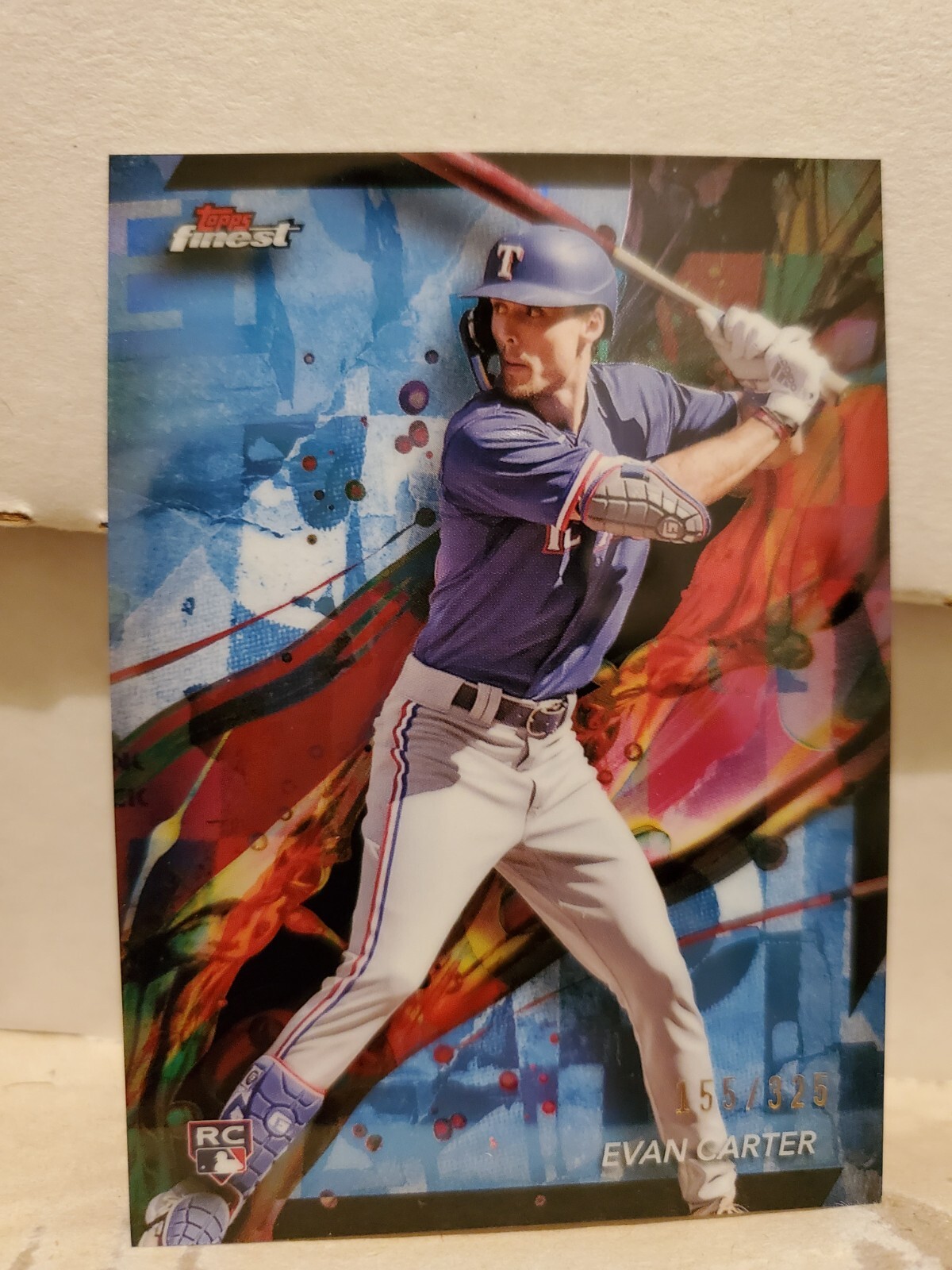 Evan Carter 2024 Topps Finest #62 Sky Blue Refractor /325 Rookie Common