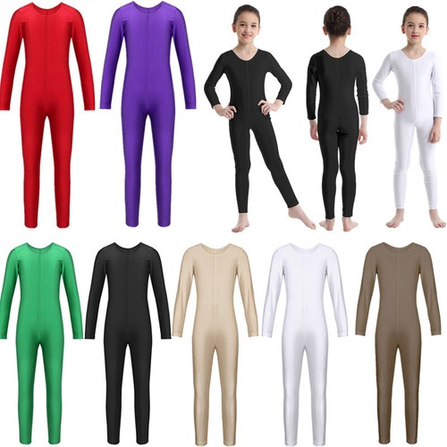 Kids Girls Jumpsuit One Piece Leotard Stage Performance Unitard Dance Bodysuit - Picture 3 of 124