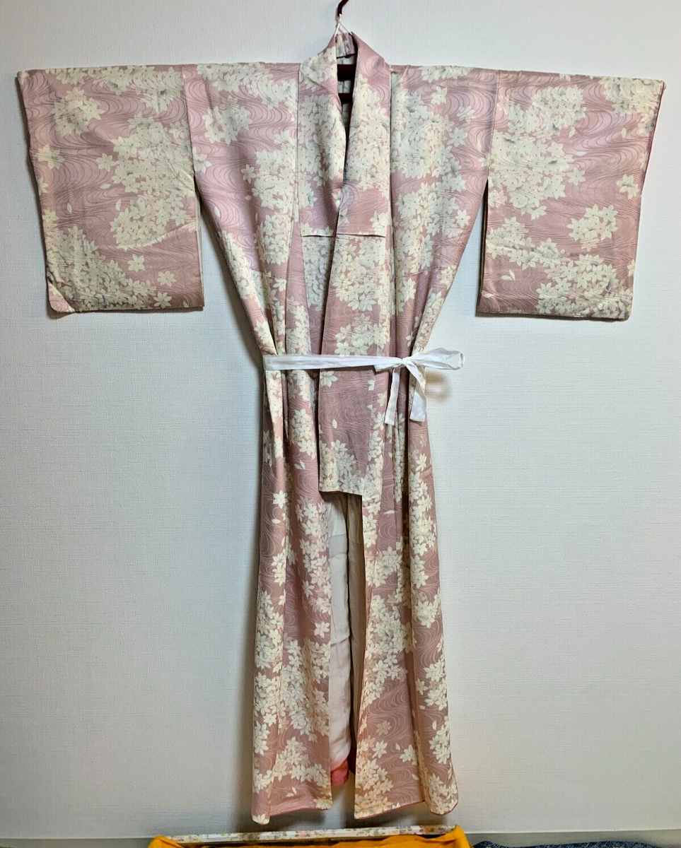 Japanese kimono/Pink cherry blossom/Fukuro Obi Crane/Kimono Japanese kimono/Pink cherry blossom/Fukuro Obi Crane/Kimono