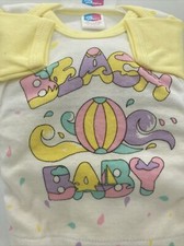 Vtg 80 s Beach Baby Outfit Yellow Pastels Pink Shirt Pants Bloomer 0 - 6 months