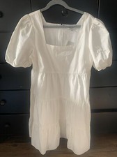 Madewell Poplin Puff Sleeve Tiered Babydoll Dress Size 10 NWT