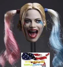 1/6 Harley Quinn head ROOT HAIR Suicide Squad for hot toys Phicen verycool ❶USA❶