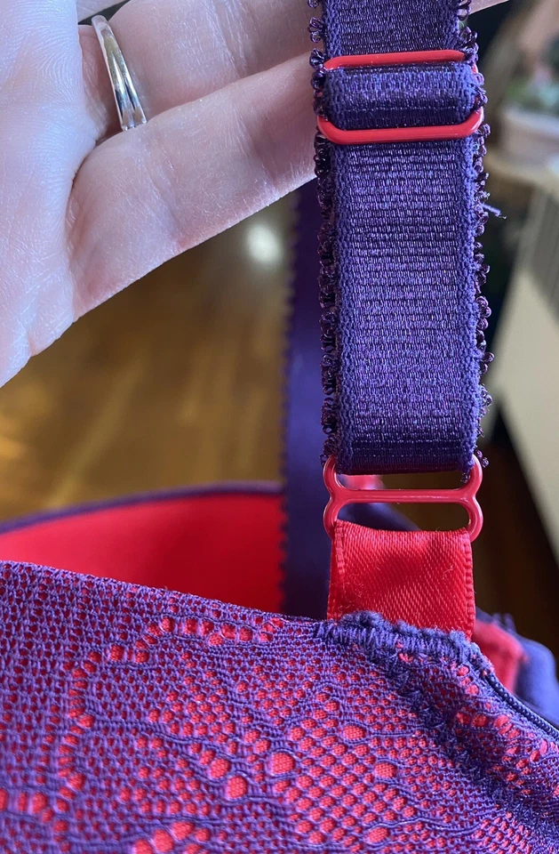 Sujetador acolchado JOSIE by Natori lencería contorno púrpura/coral 36DD USADO EN EXCELENTE ESTADO Foto 3 de 4