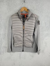 Parajumpers Hybrid Down Jacket Women Sz Large Puffer Gray Full Zip Knit *read
