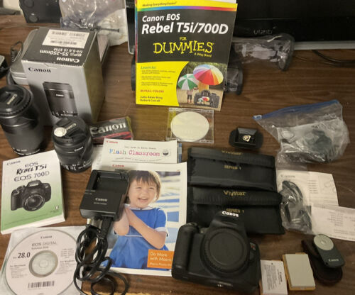 MINT Canon EOS Rebel T5i DSLR Digital Camera Huge Bundle Lots Extras & Manuals - Picture 1 of 12