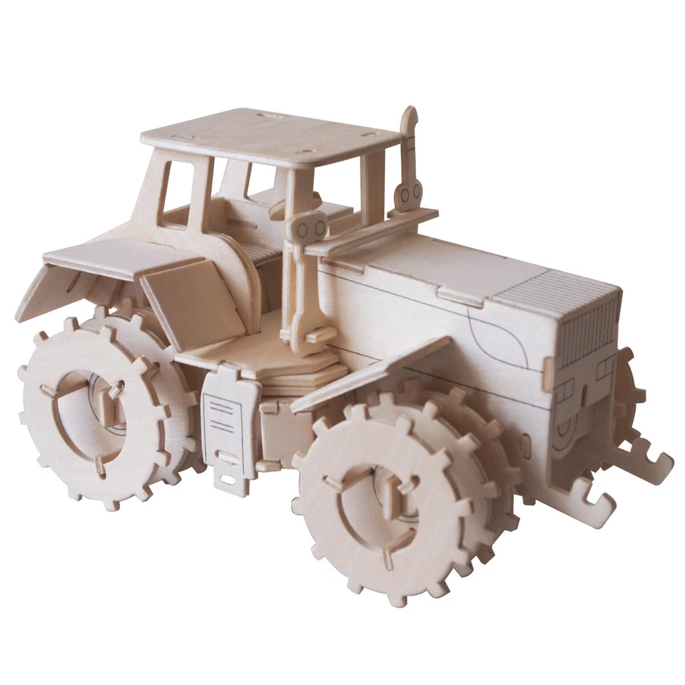 AXTOM Traktor Typ 2 - 3D Holzbausatz Fahrzeug Bauernhof Holzpuzzle Steckpuzzle Holz