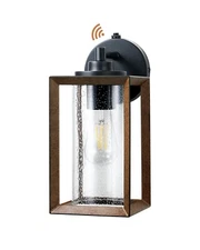 EDISHINE Wood Grain Finish Porch Light Wall Mount Lantern Outside Sconce Lamp