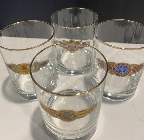 Juego de 4 vasos de bar Cigar Band Old Fashioned Rocks. Tommy Bahama MCM - Imagen 3 de 4