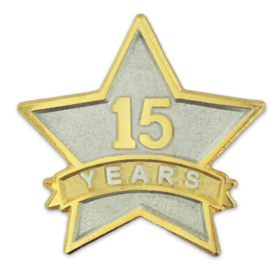 PinMart's 15 Year Service Award Star Corporate Recognition Dual Plated Lapel Pin