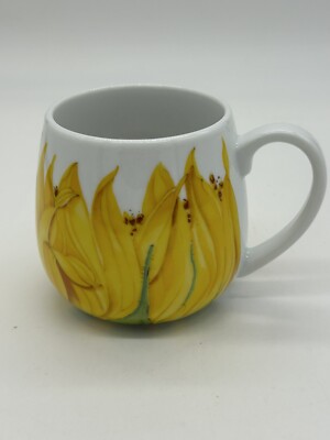 KONITZ Ceramic Coffee Tea Mug Yellow Sunflower w/ Flower Inside Center 12 oz