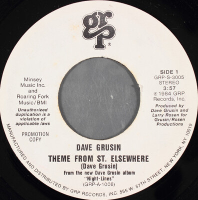 Dave Grusin - Theme From St. Elsewhere 1984 7'', Promo GRP GRP-S-3005 Near Mint (