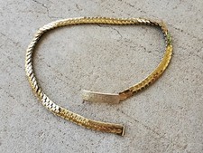 Vintage 70s 80s Gold Fish Scale Disco Glam Elastic Stretch Skinny Belt 28-35"