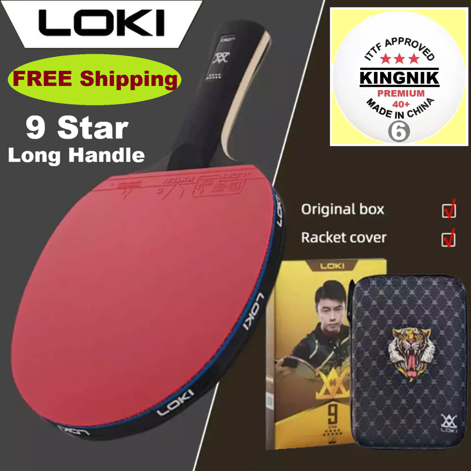 Loki 9 ITTF Approved Table Tennis Racket with 6 Balls