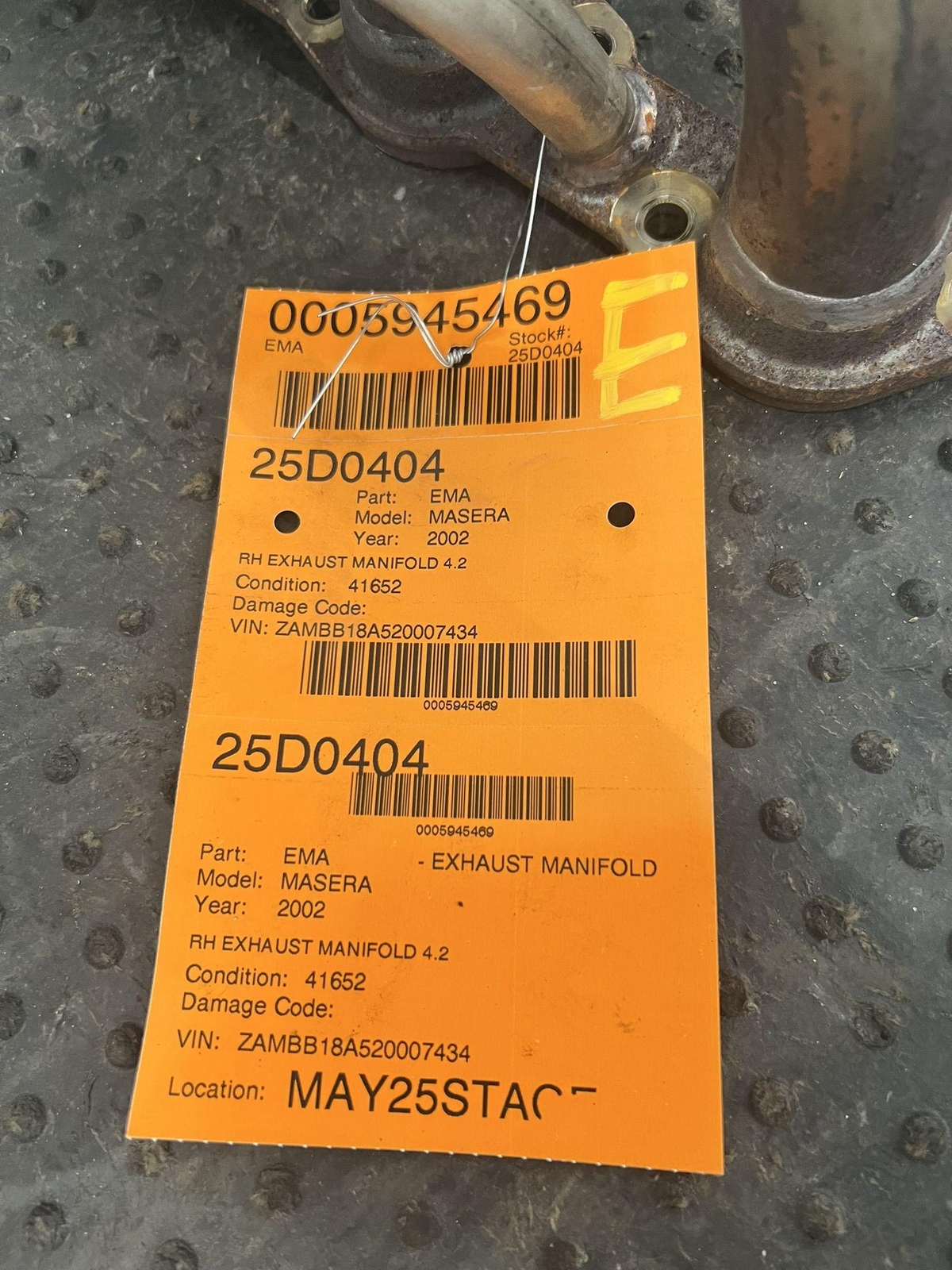 2002 MASERATI SPYDER 4.2 RIGHT DRIVER SIDE EXHAUST MANIFOLD