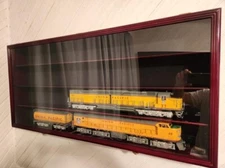 Train Display Case O Scale Cherry Railroad Model Locomotive Wood Rack Cabinet