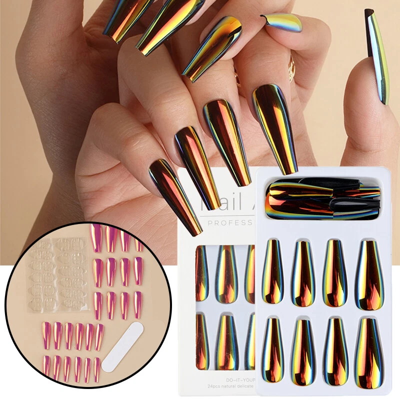 Buy Lick - Press On Nails Pink Chrome 30 Pcs Artificial False Press on Nails  Reusable French Nails Acrylic Fake Press on Nails Set Nails Extension Nail  Art Set (No Glue Needed)