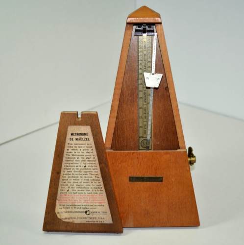 VTG MCM Seth Thomas Metronome De Maelzel Wood Musicians Timing Meter Instrument