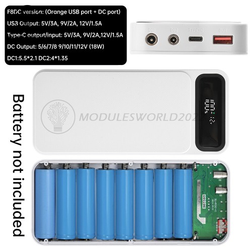 DC5/6/7/8/9/10/11/12V Adjustable Mobile Power Bank Case Kit 8x18650 Battery Box - Picture 29 of 32