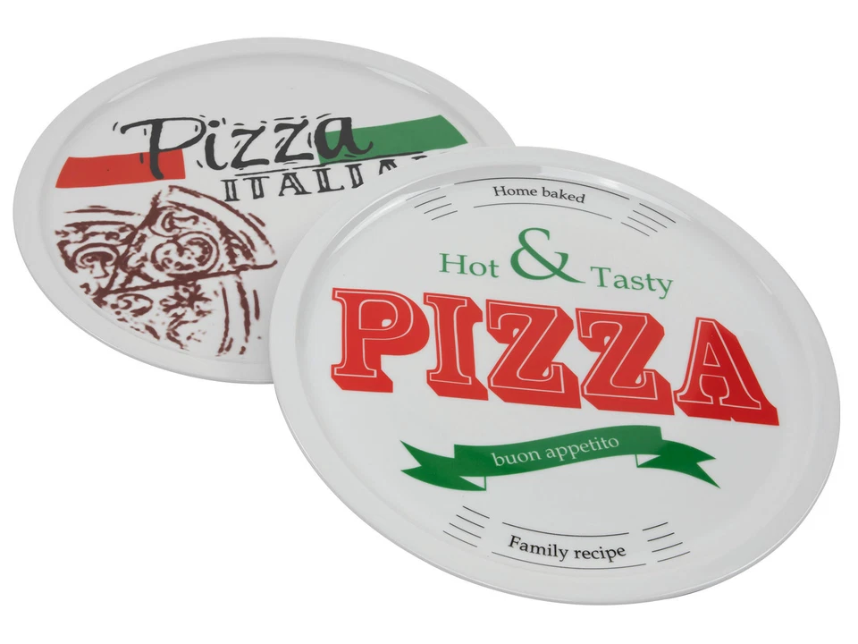 Pizza Teller 31,5 cm - 2er Set - Porzellan flach Speiseteller Pizzateller Motiv