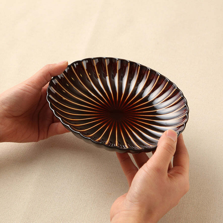 TOGA DIVE 0.5mm 2本セット KANEKO KOHYO Giyaman Oval Plate Brown 18cm Japanese Ceramic