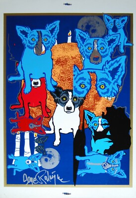 George Rodrigue Blue Dog By The Light Of The Moon Proof Silkscreen