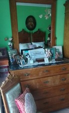 Antico mobile Cassettiera como' con specchio fine 1800 in legno