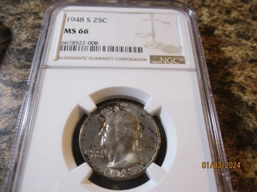1948-S WASHINGTON QUARTER NGC MS66   008