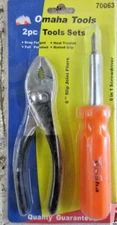 Omaha Tool 70063 2pc Screwdriver 6-in-1 & Slip Joint Plier Tool Set Drop Forged